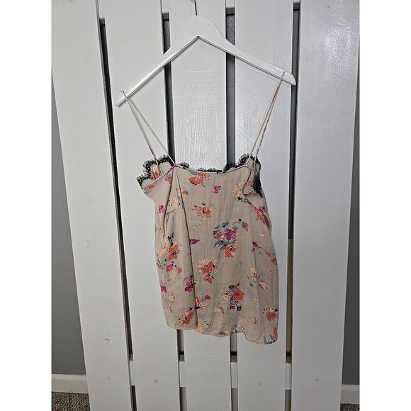 Zara Women Dainty Camisole Tank Top Pink Floral Eyelash Lace Trim Small Feminine - Picture 2 of 8